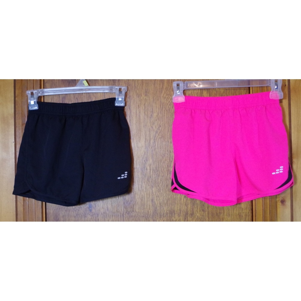 BCG Girls 2 Pack Size Medium 8-10 Running Shorts Black Neon Pink Athletic Gym